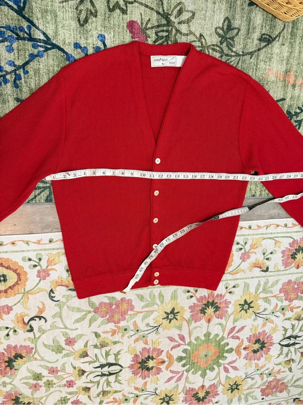 Vintage 90s Sansabelt Golf Red Button Cardigan Sweater Sz XL Tall Classic Preppy